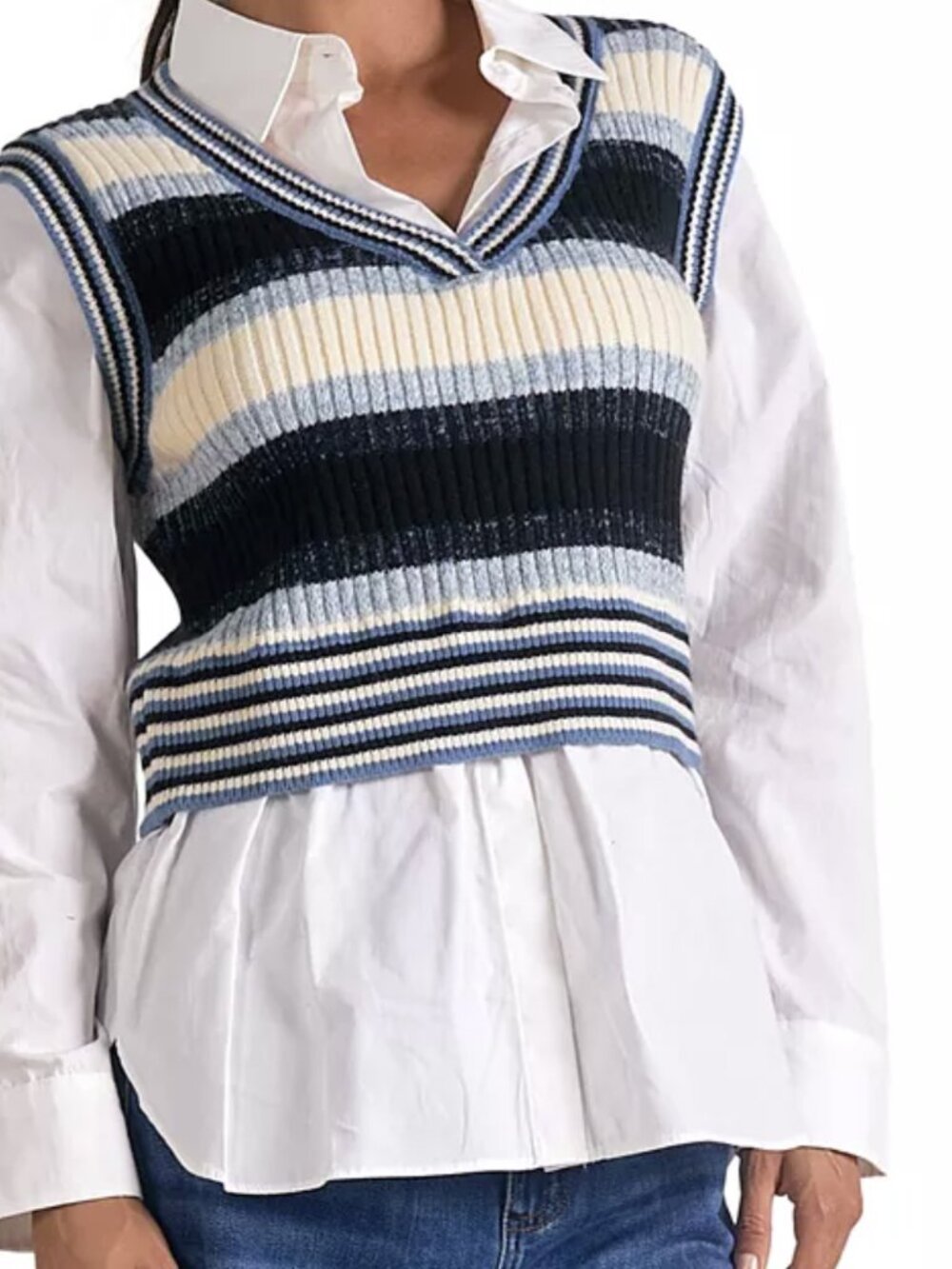 Elan Women's Layered-Look Vest Shirt Size Large (Runs Small)